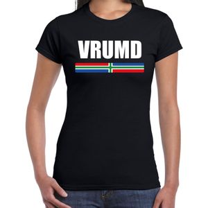 Vrumd met vlag Groningen t-shirts Gronings dialect zwart voor dames - Feestshirts