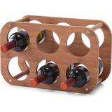 1x Houten wijnflessen rekken/wijnrekken compact voor 6 flessen 38 cm - Wijnrekken