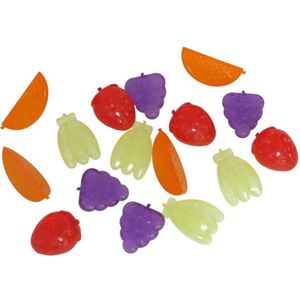 16x stuks ijsblokjes fruit vormen herbruikbaar - Plastic ijsblokjes - Verkoeling artikelen - Gekoelde drankjes maken