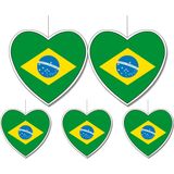 5-delige hou van Brazilie versiering set hartjes van 14 cm en 28 cm - Feestdecoratievoorwerp