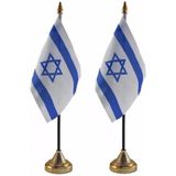 4x stuks israel tafelvlaggetjes 10 x 15 cm met standaard - Vlaggen