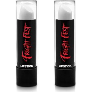 Lippenstift/lipstick - 2x - wit - 4,5 gram - Schmink - Halloween/carnaval - Verkleedlippenstift