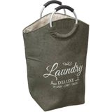5Five Wasmand XXL wasgoed zak met hengsels - 2x - olijfgroen - 35 liter - 52 x 28 x 60 cm