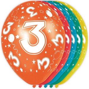 20x stuks verjaardag 3 jaar heliumballonnen 30 cm - Ballonnen