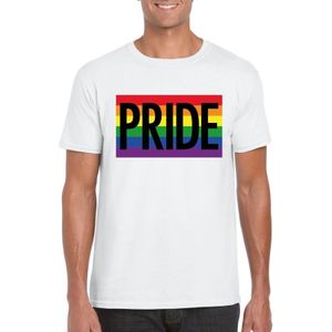 Homo shirt Pride regenboog vlag heren wit - Feestshirts