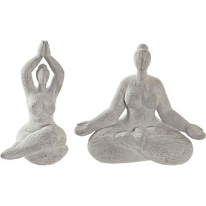 Woonkamer decoratie beeldjes set van 2 - yoga dames - polyresin - Beeldjes