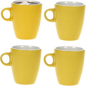 Cosy &amp; trendy Koffiekopjes/bekers - 8x - geel - 190 ml - Keramiek - Glans finish - Bekers