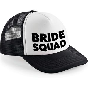 Snapback/cap - Bride Squad - zwart/wit - dames - vrijgezellenfeest petjes - Verkleedhoofddeksels