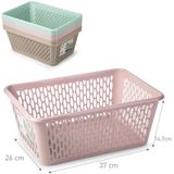 Plasticforte opbergmand/kastmandje - 3x - 13 liter - roze - kunststof - 26 x 37 x 14 cm