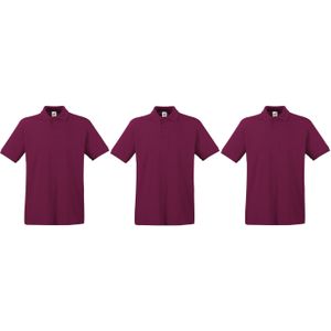 3-Pack maat 2XL bordeaux rode poloshirt premium van katoen voor heren - Polo shirts