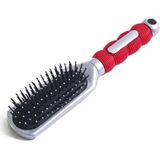 Haarborstel Hairmaster - 2x - zilver met rood handvat - 23 x 5 cm - kunststof - heren/dames/kinderen - Haarborstels