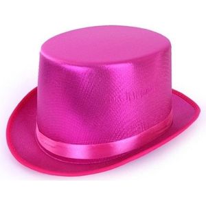 Roze glimmende hoge hoed voor volwassenen - Verkleedhoofddeksels