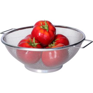 Keuken vergiet/zeef - RVS - D25 cm - zilver - voor groente/rijst/pasta