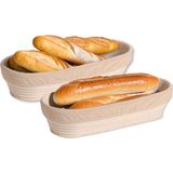 Kesper Broodmandje voor afbakbroodjes - 2x - met hoes - L35 x B15 x H8 cm - serveermandje
