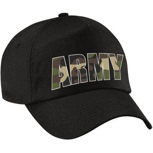 Militairen leger pet / cap army met camouflage letters zwart voor volwassenen - Verkleedhoofddeksels