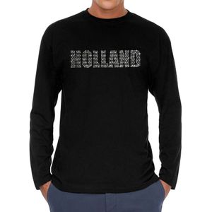 Glitter Holland longsleeve shirt zwart rhinestone steentjes voor heren EK/WK - Feestshirts