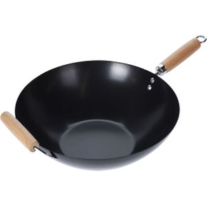 Wokpan/steelwok met houten handvatten 35 cm - Steelpannen