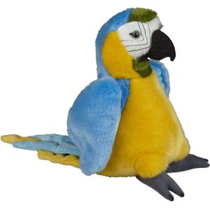 Pluche Knuffel Dieren Blauwe Macaw Papegaai Vogel van 28 cm - Speelgoed Knuffels Vogels