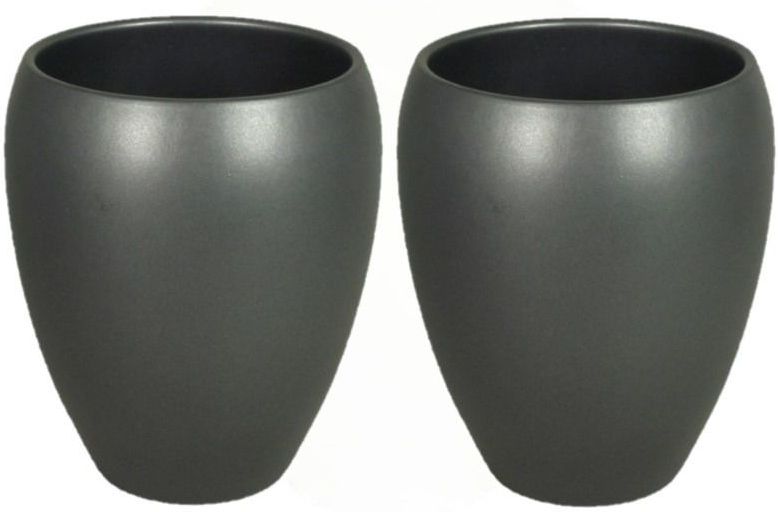 2x Stuks Bloemen Vaas/Vazen Mat Antraciet van Keramiek D16 X H19 cm
