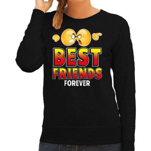 Funny emoticon sweater Best friends forever zwart voor dames - Feesttruien