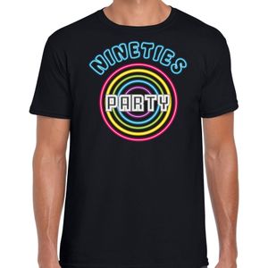 Nineties party verkleed t-shirt heren - jaren 90 feest outfit - 90s party neon - zwart - Feestshirts