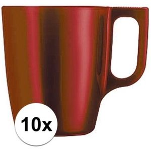 10x Rode koffiemok/theemok 250 ml - Bekers