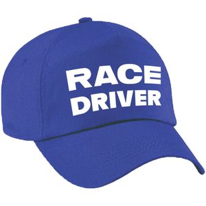 Race driver / auto coureur verkleed pet blauw voor kinderen - Verkleedhoofddeksels