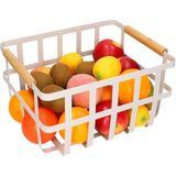 Fruitschaal/fruitmand industrieel wit metaal 32 x 25 x 17 cm - Fruitschalen