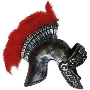Romeinse helm met rode veer - Verkleedhoofddeksels