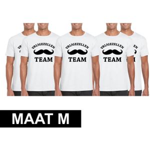 5x Vrijgezellenfeest Team t-shirt wit heren Maat M - Feestshirts