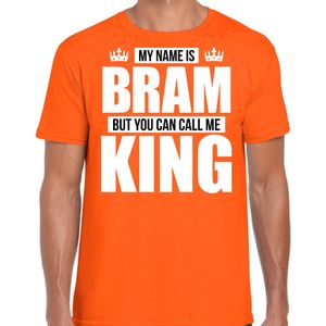 Naam cadeau t-shirt my name is Bram - but you can call me King oranje voor heren - Feestshirts