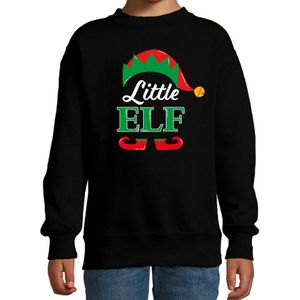 Little elf Kerstsweater / Kersttrui zwart voor kinderen - kerst truien kind