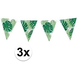 3x Feest vlaggenlijnen tropisch feestje - Feestslingers