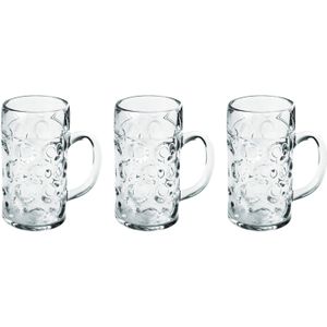 3x Bierpullen/bierglazen 1.3 liter/130 cl/1300 ml van onbreekbaar kunststof - Bierglazen