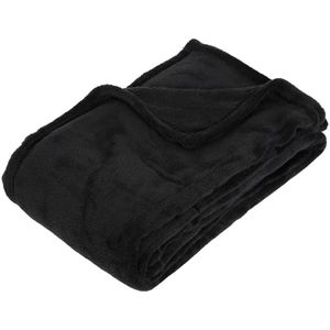 Fleece deken/fleeceplaid zwart 125 x 150 cm polyester - Plaids