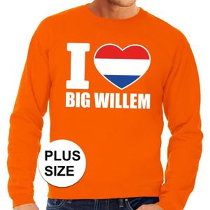Oranje I love Big Willem grote maten sweater / trui heren - Feesttruien