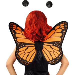 Vlinder verkleed set - vleugels en diadeem - oranje - kinderen - carnaval verkleed accessoires - Verkleedattributen