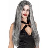 Gothic halloween heksenpruik lang grijs haar - Verkleedpruiken