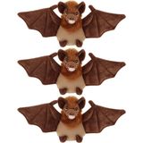 Keel Toys pluche vleermuis knuffeldier - 3x - bruin - vliegend - 15 cm - Knuffeldier