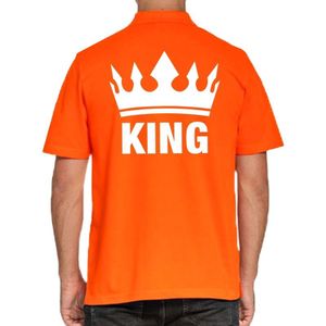 Koningsdag poloshirt King oranje voor heren - Feestshirts