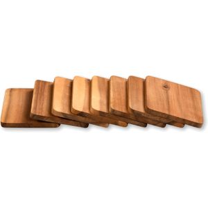 Kesper onderzetters voor glazen - 16x - luxe acacia hout - 10 x 8 cm - gelakt - Glazenonderzetters