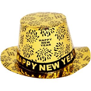 1x Gouden feest hoed Happy New Year - Verkleedhoofddeksels
