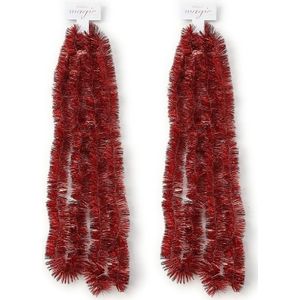 2x Feestversiering folie slingers rood 270 cm kunststof/plastic kerstversiering - Kerstslingers