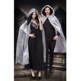 Grijze Halloween dames verkleed cape met capuchon  - Carnavalskostuums