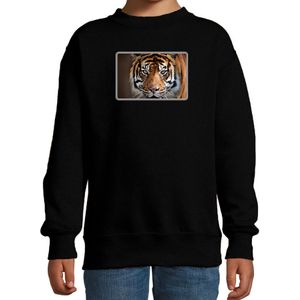Dieren sweater / trui met tijgers foto zwart voor kinderen - Sweaters kinderen