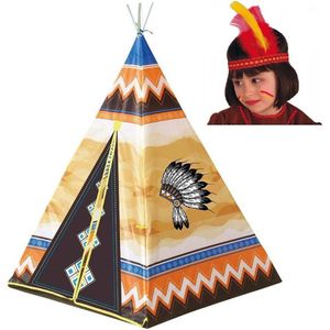 Speelgoed indianen wigwam tipi tent 130 cm inclusief indianentooi - Speeltenten