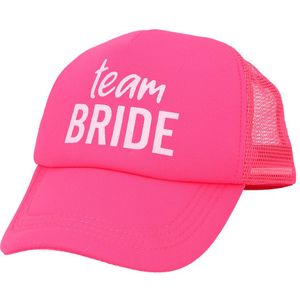 Vrijgezellenfeest baseballcap/petje - Team Bride - roze - dames - polyester - Verkleedhoofddeksels