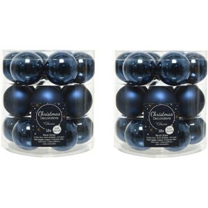 54x stuks kleine glazen kerstballen donkerblauw (night blue) 4 cm mat/glans - Kerstbal