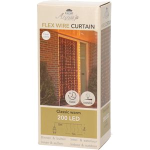 Kerstverlichting deurgordijn/gordijnverlichting met 200 lampjes classic warm wit 100 x 200 cm - Lichtsnoeren