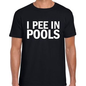 I pee in pools fun tekst t-shirt zwart voor heren  - Feestshirts